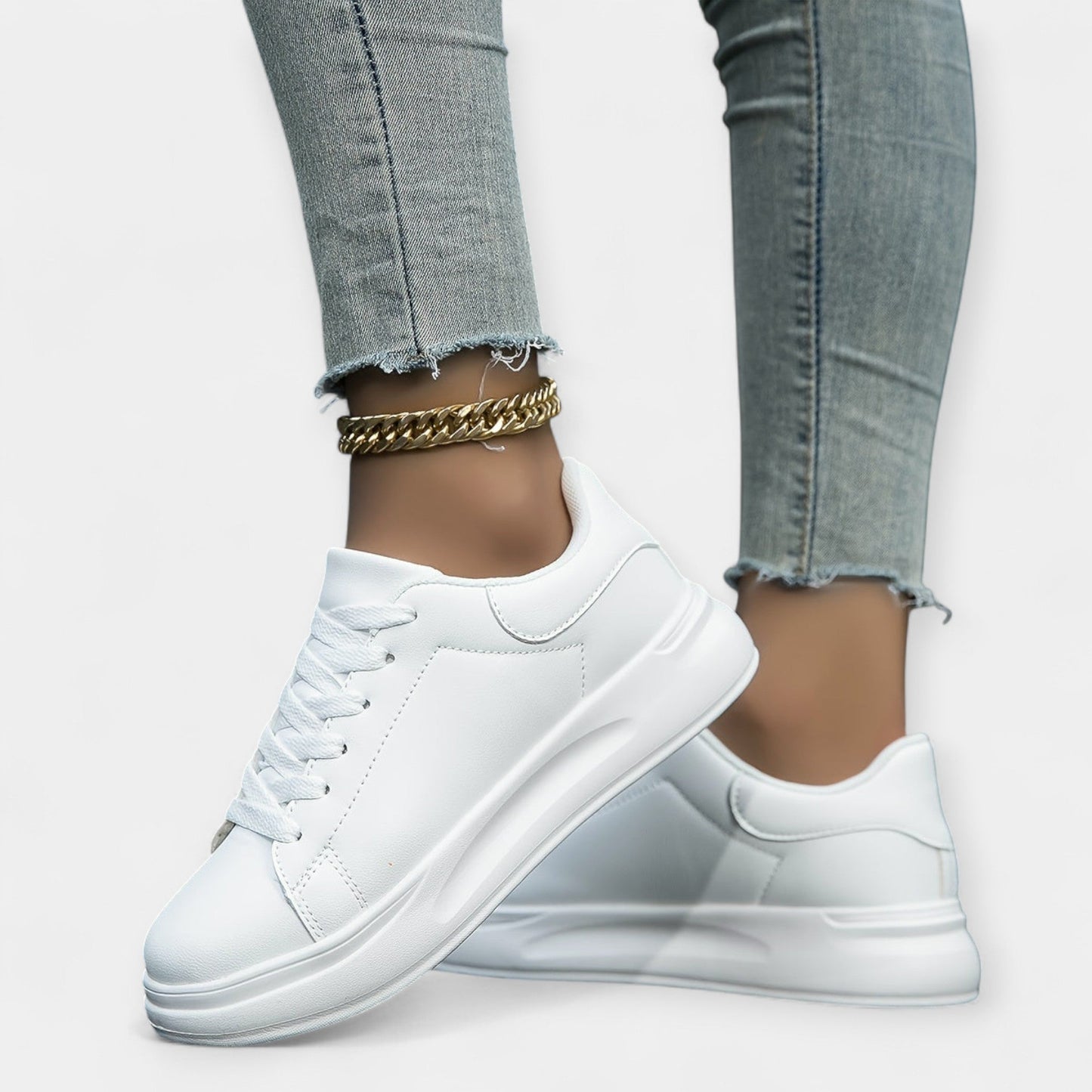 White Leather Sports Shoes
