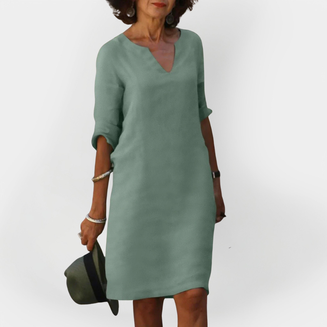 Daily Dress with V Neckline