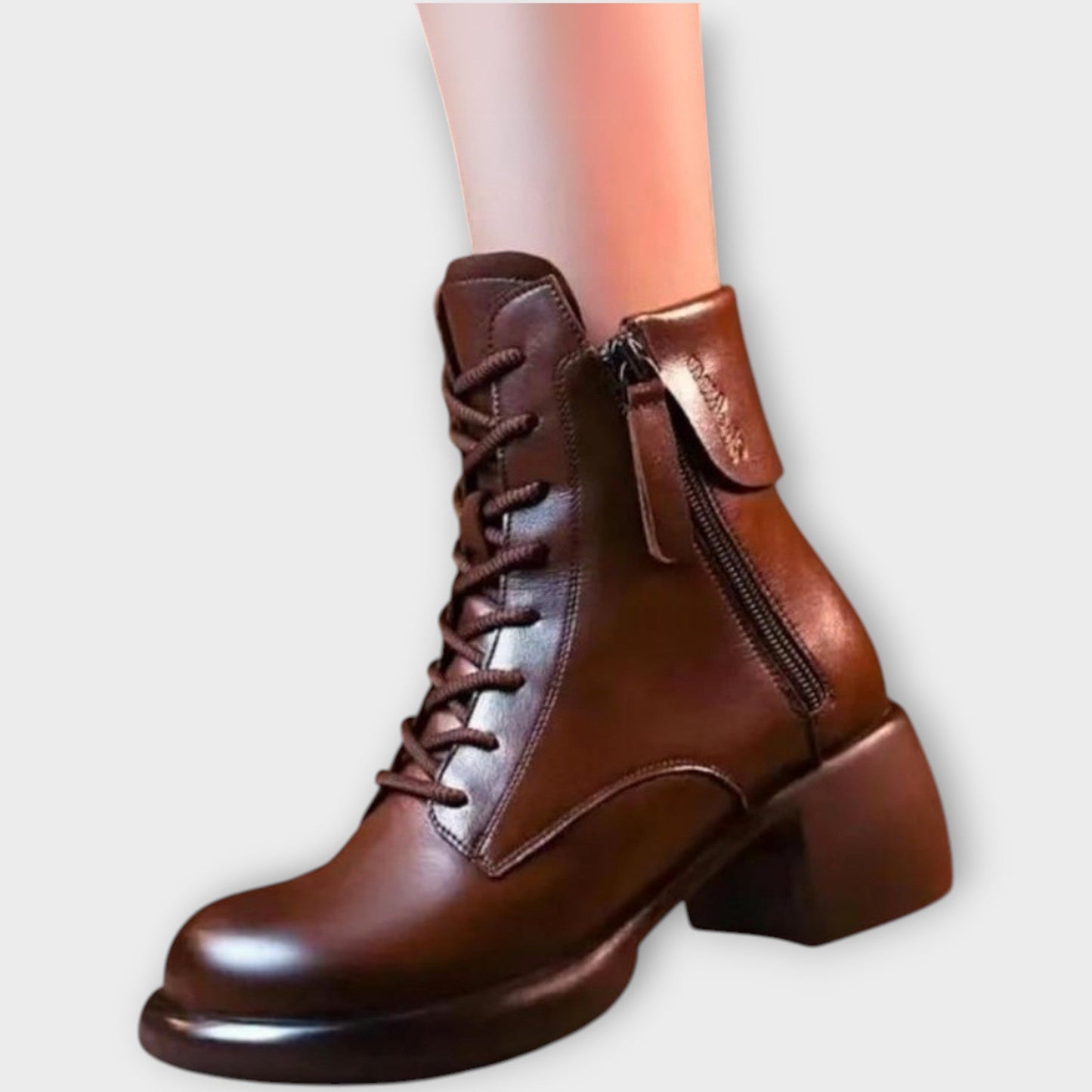 Classic Chunky Heel Lace-Up Boots