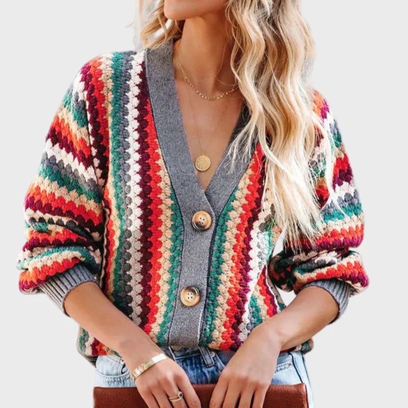 Retro Knitted Gilet with Striped Design