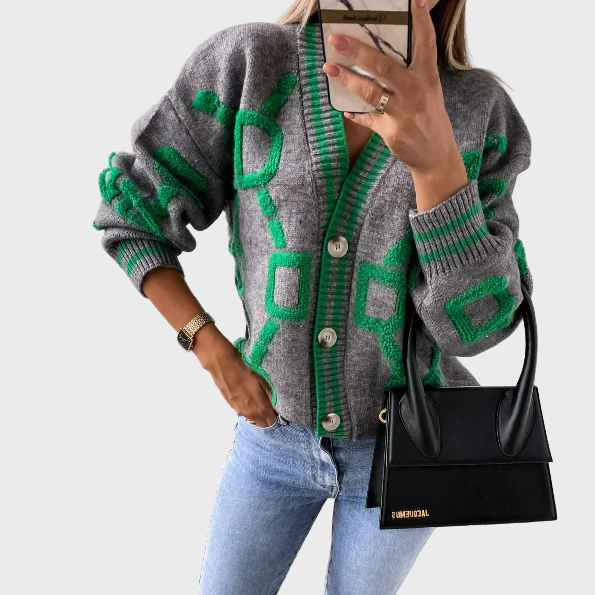 Modern Knitted Gilet with Geometric Pattern