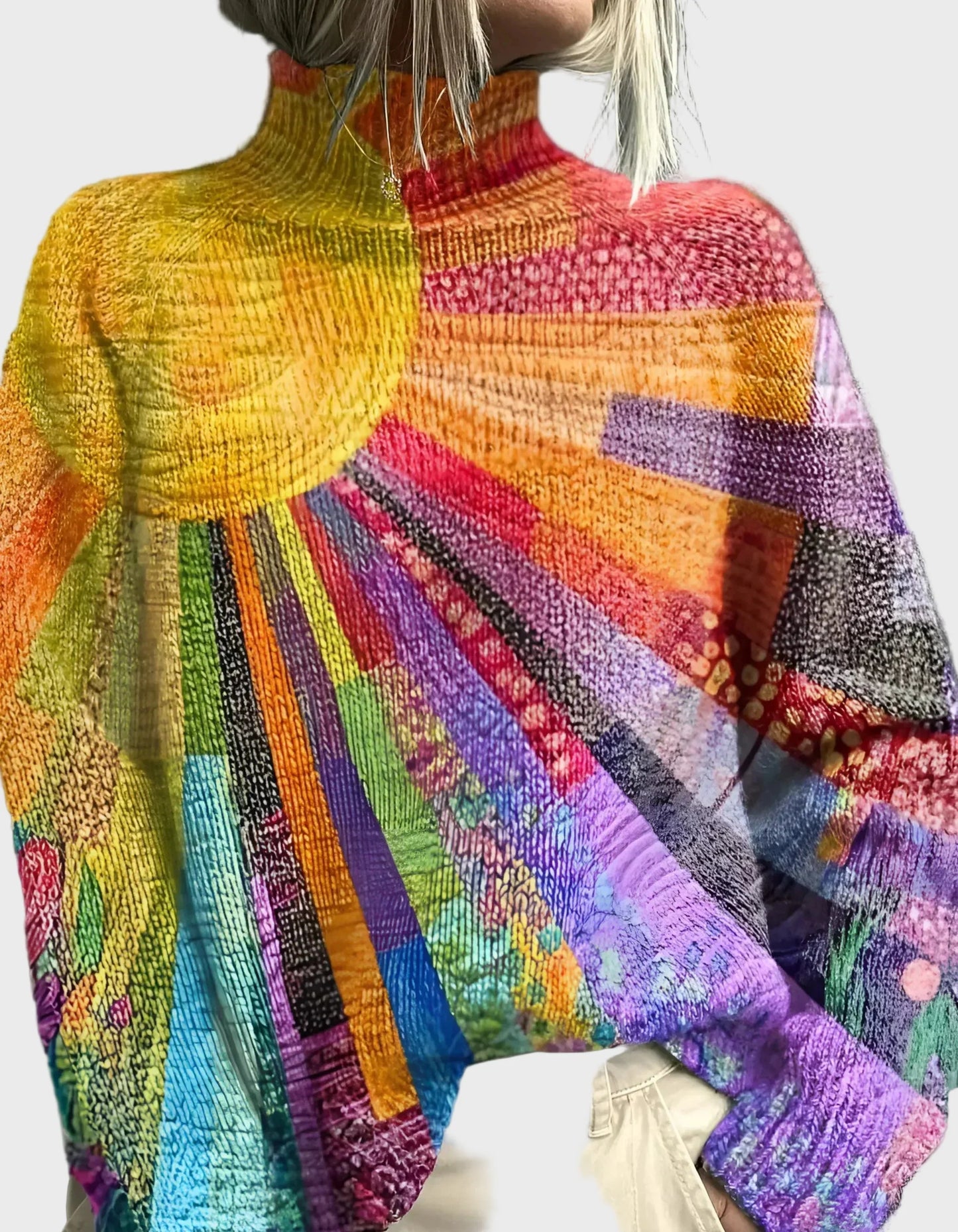 Knitted Polo Neck with Lively Design