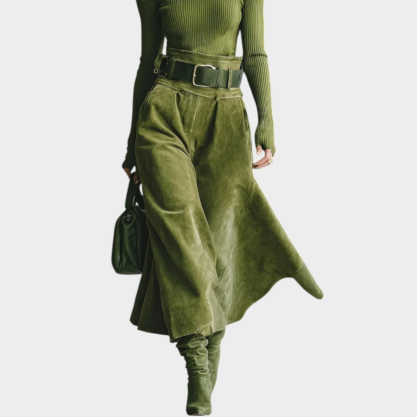 Off-Shoulder Ribbed Midi Look