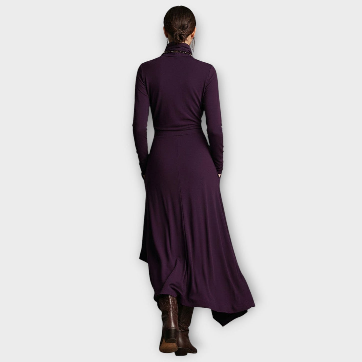 Draped Turtleneck Maxi Dress