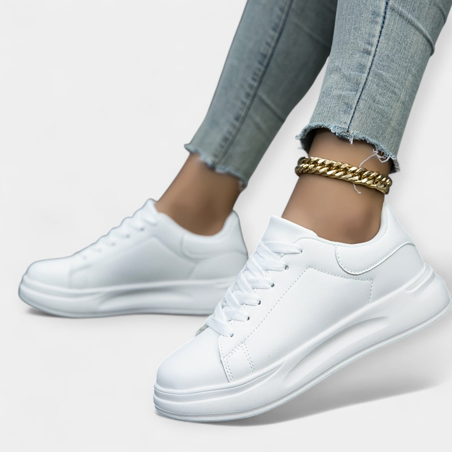 White Leather Sports Shoes