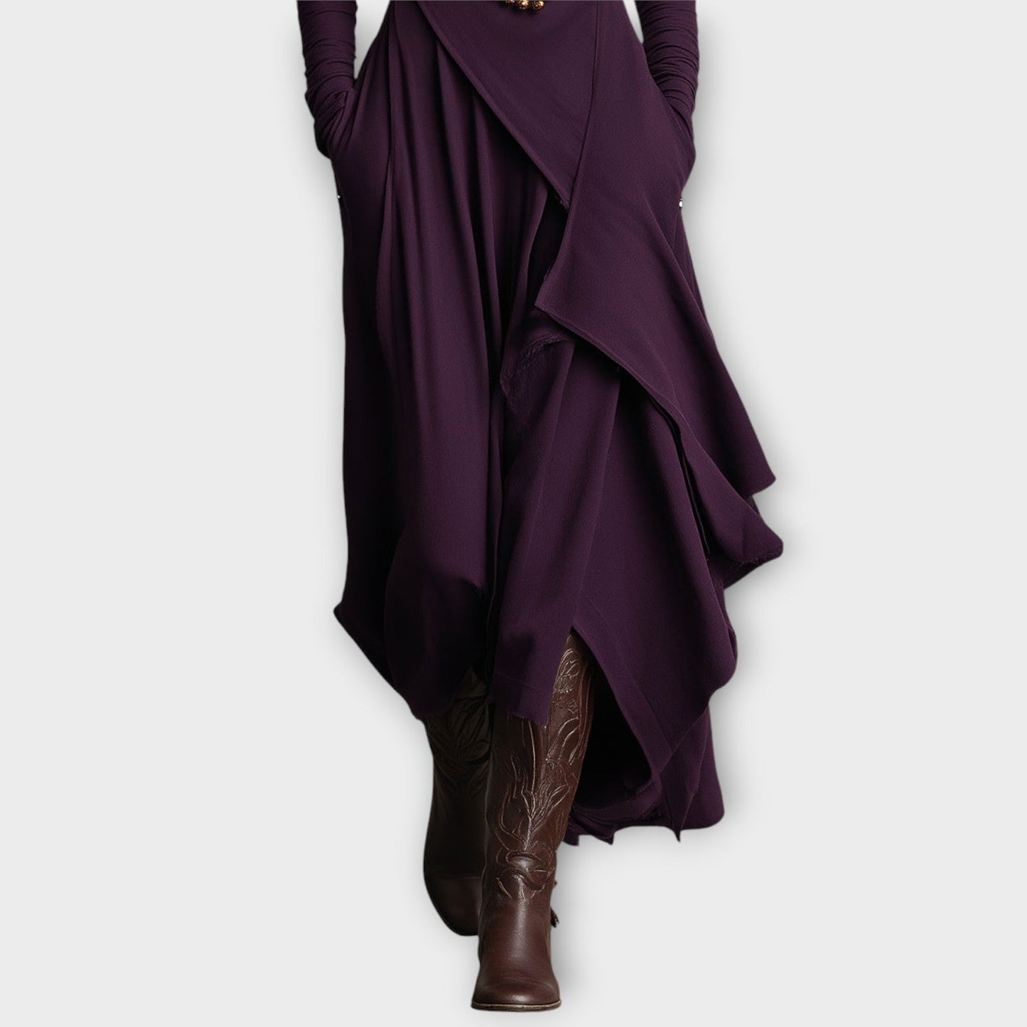 Draped Turtleneck Maxi Dress