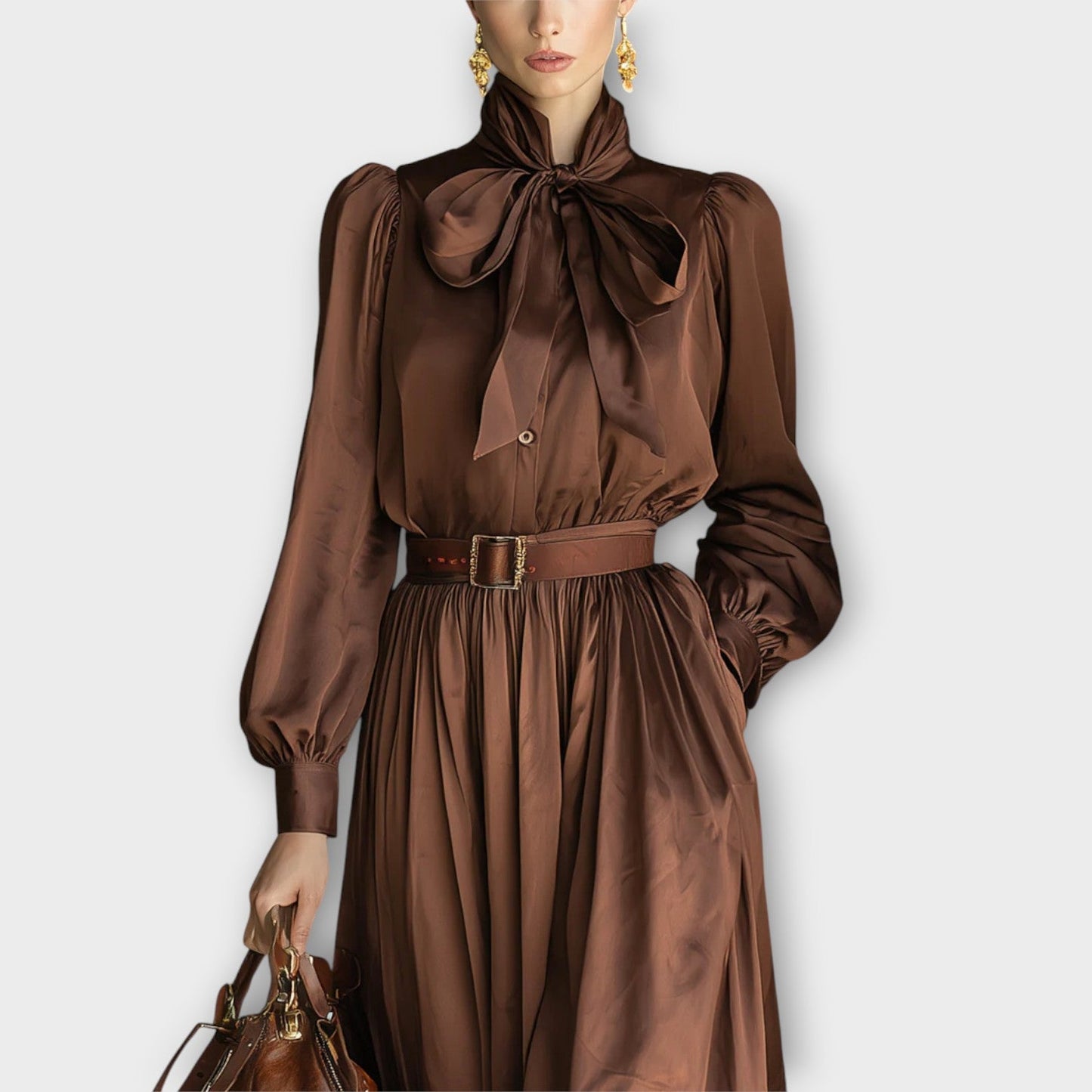 Elegant Bow-Neck Maxi Dress