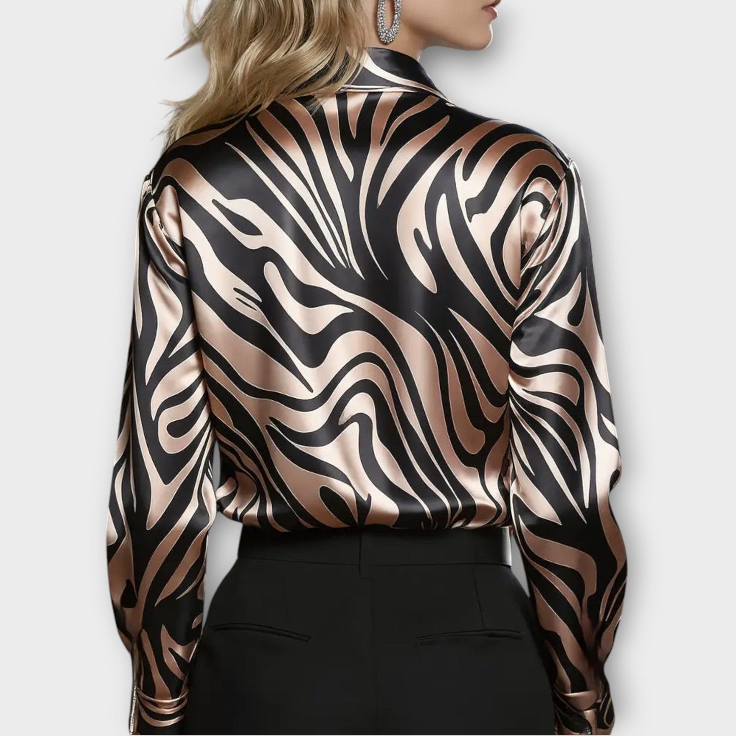 Luxe Satin Zebra Print Blouse