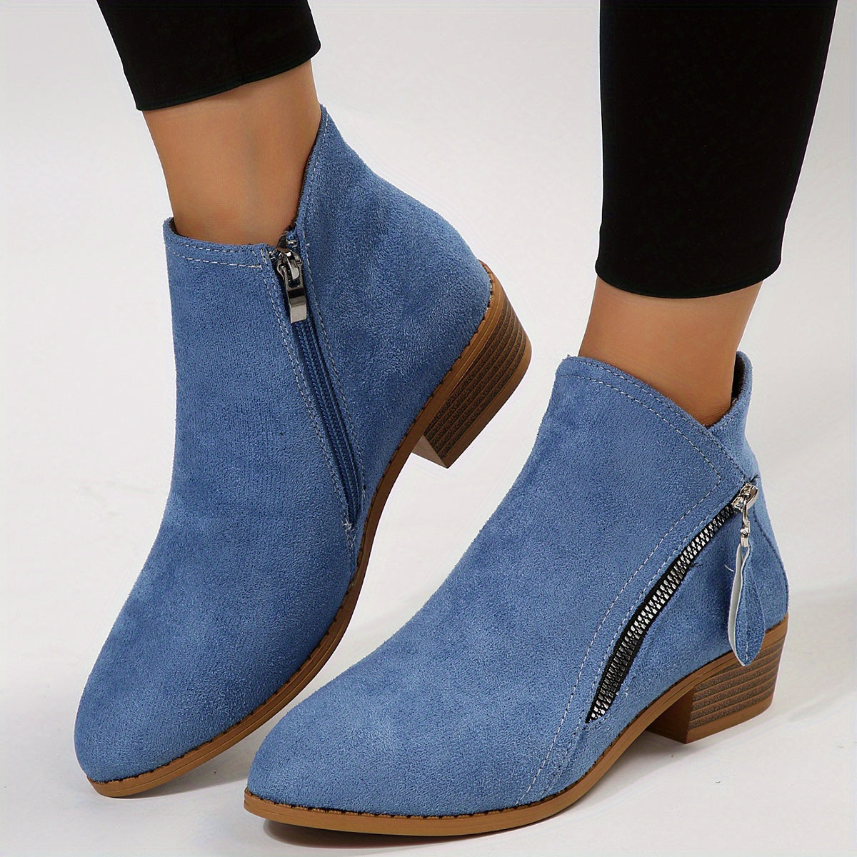 Seren - Sleek Pointed-Toe Ankle Boots with Heel and Zip