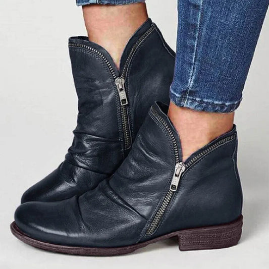 Zipper Detail Ankle Boots