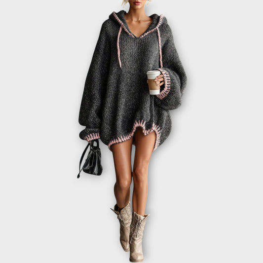 Cozy Hooded Knit Sweater Dress