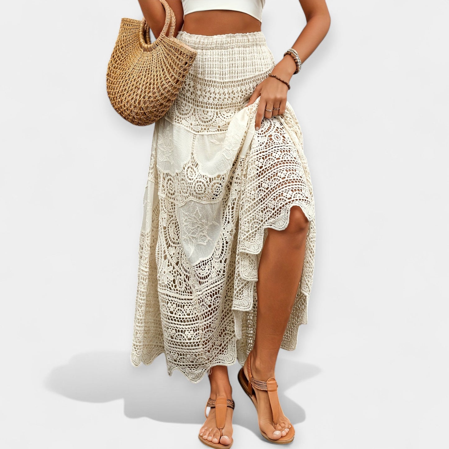 Midi Skirt with Lace