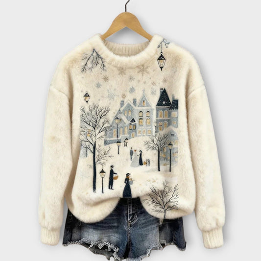 Cozy Winter Village Fleece Sweater
