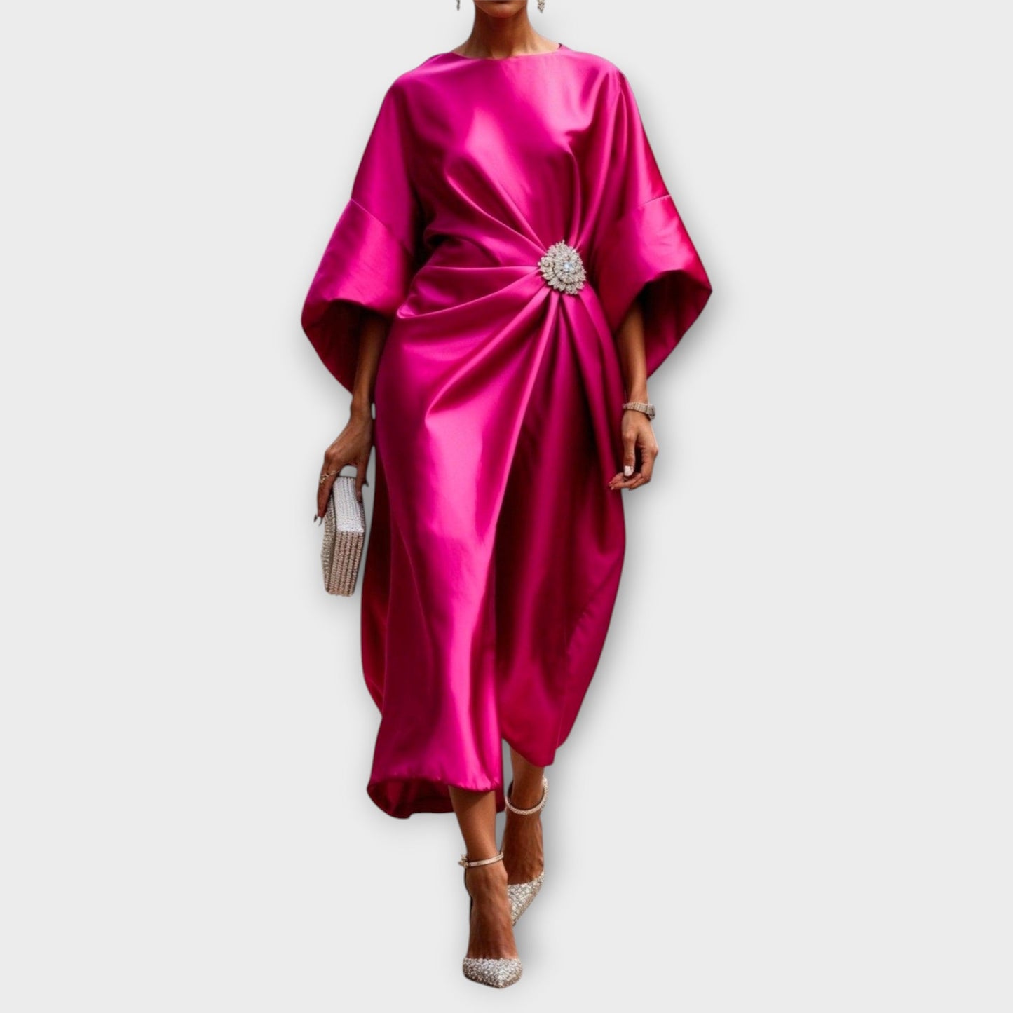 Elegant Satin Midi Dress
