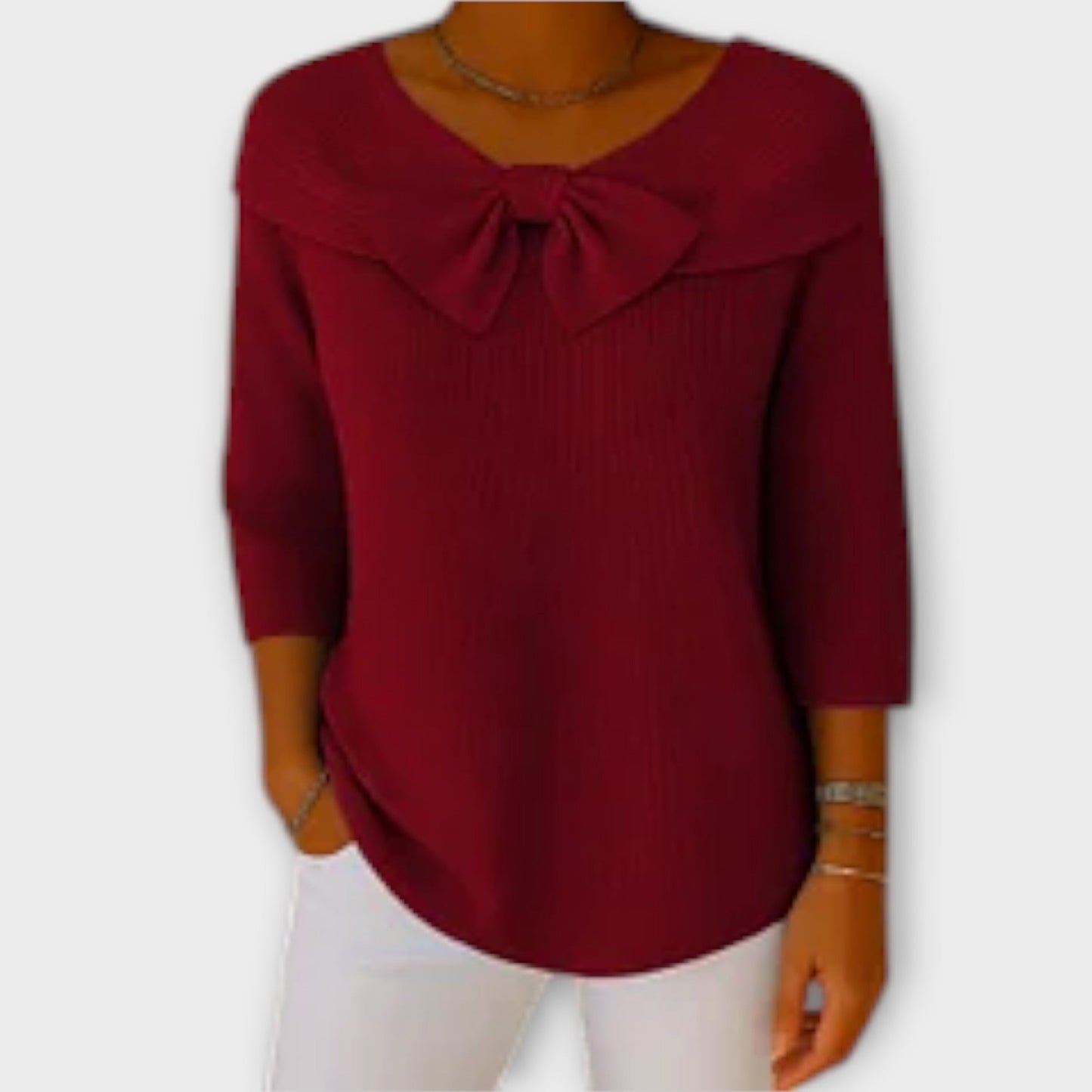 Bow-Detailed Off-Shoulder Knit Top