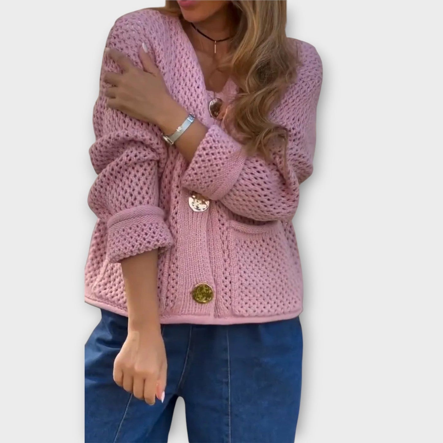 Cozy Textured Knit Button-Front Cardigan