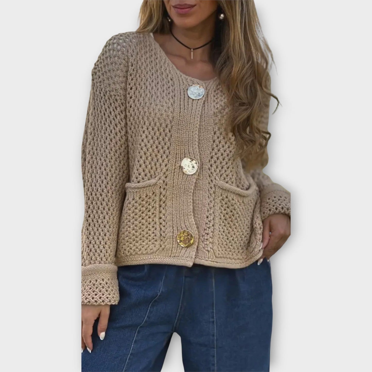 Cozy Textured Knit Button-Front Cardigan