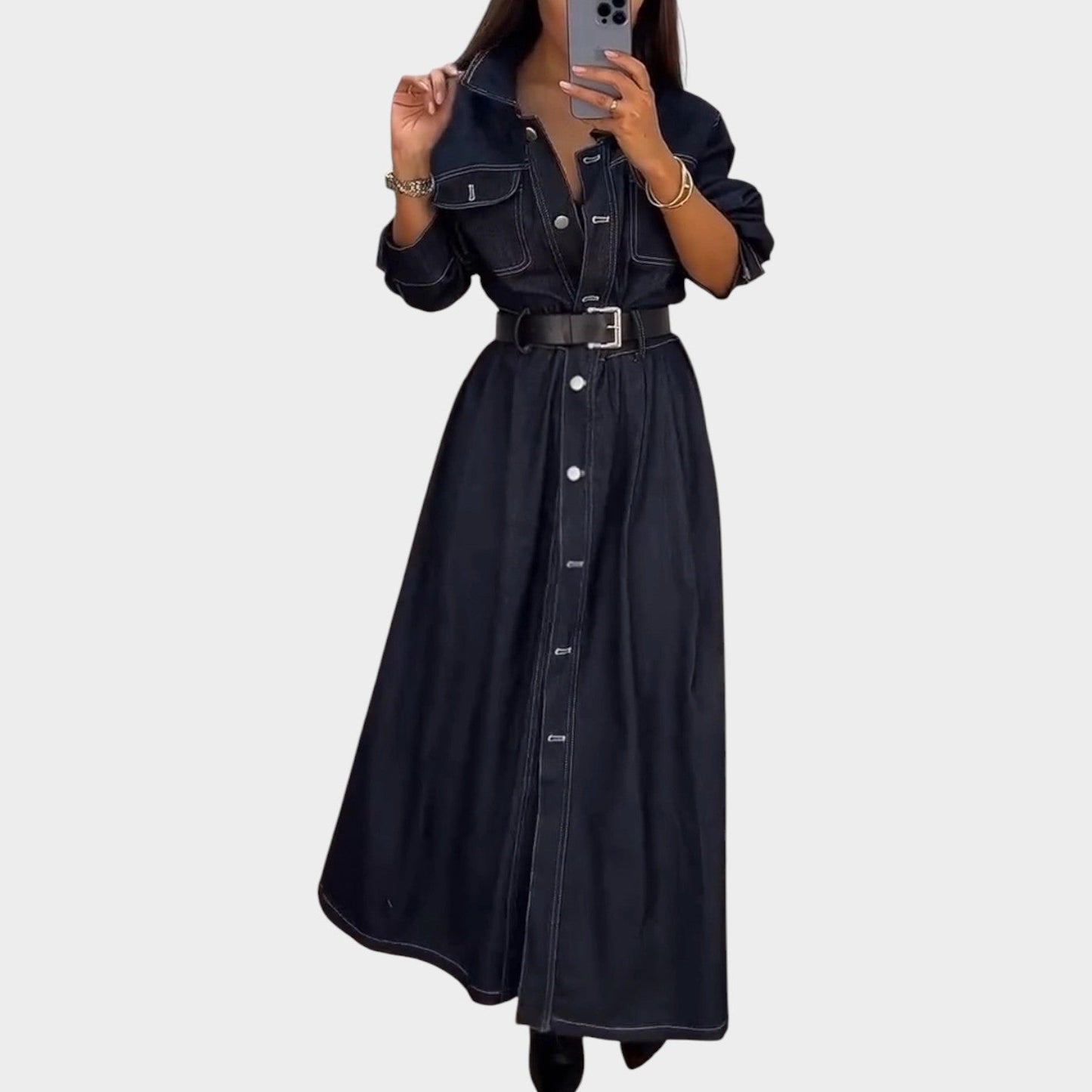 Denim Shirt Maxi Dress
