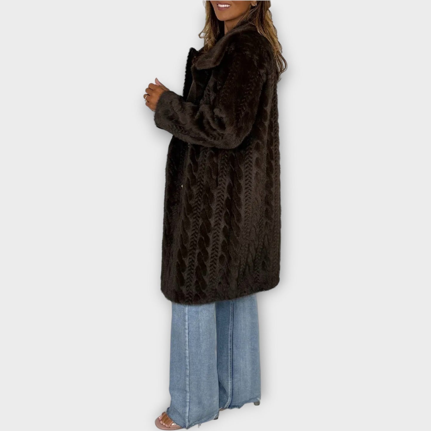 Classic Faux Fur Buttoned Coat