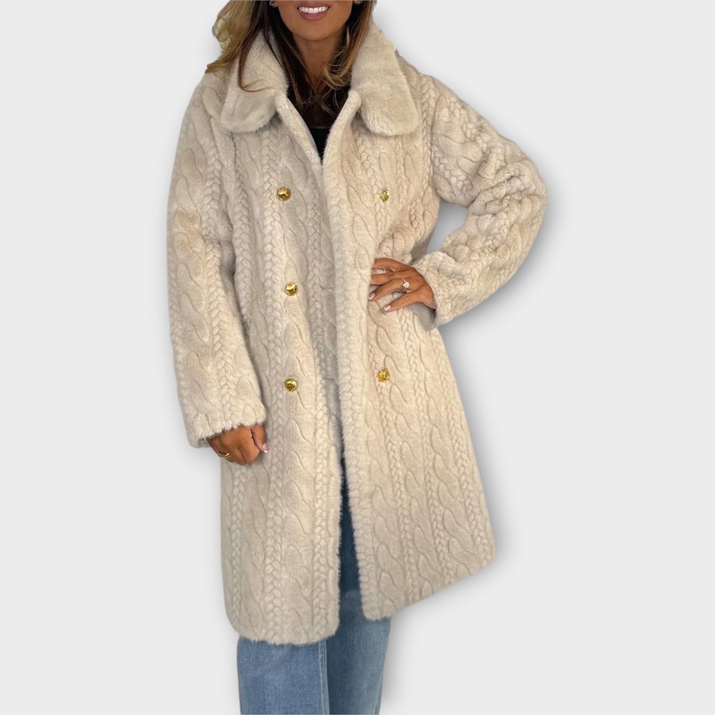 Classic Faux Fur Buttoned Coat