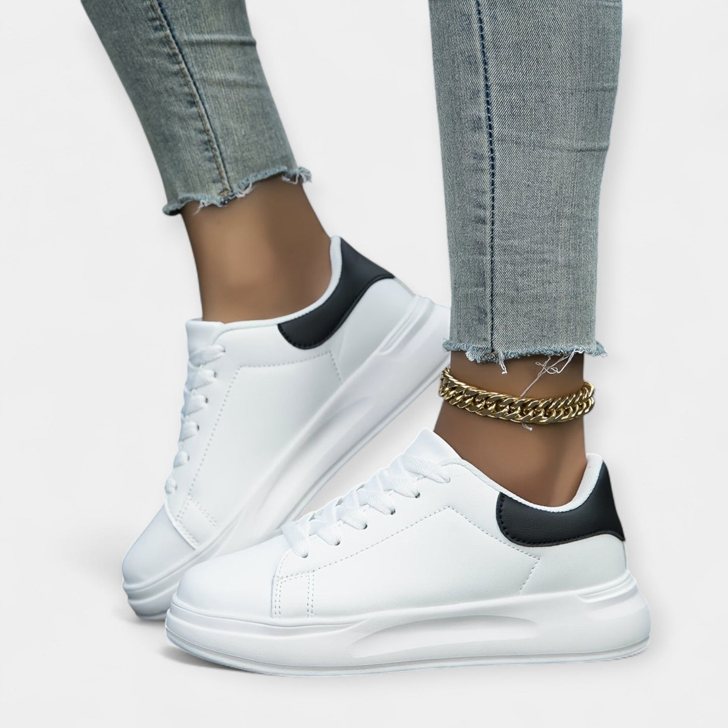 White Leather Sports Shoes