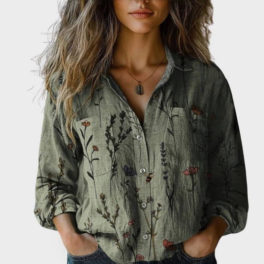 Vintage Floral Print Blouse