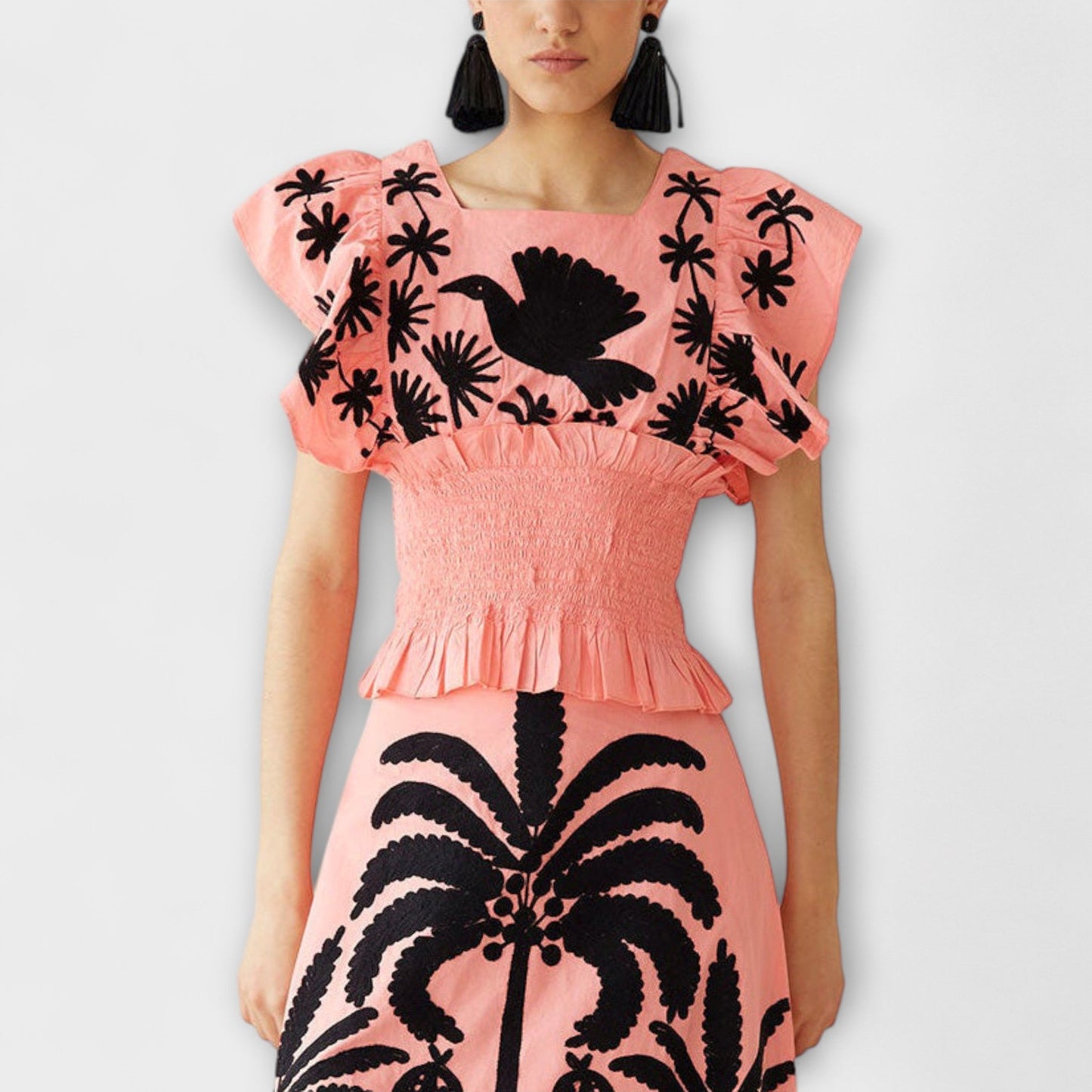 Stylish Tank Top with Palm and Tropical Bird Design