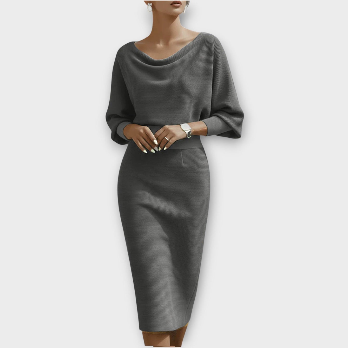 Elegant Draped Midi Dress