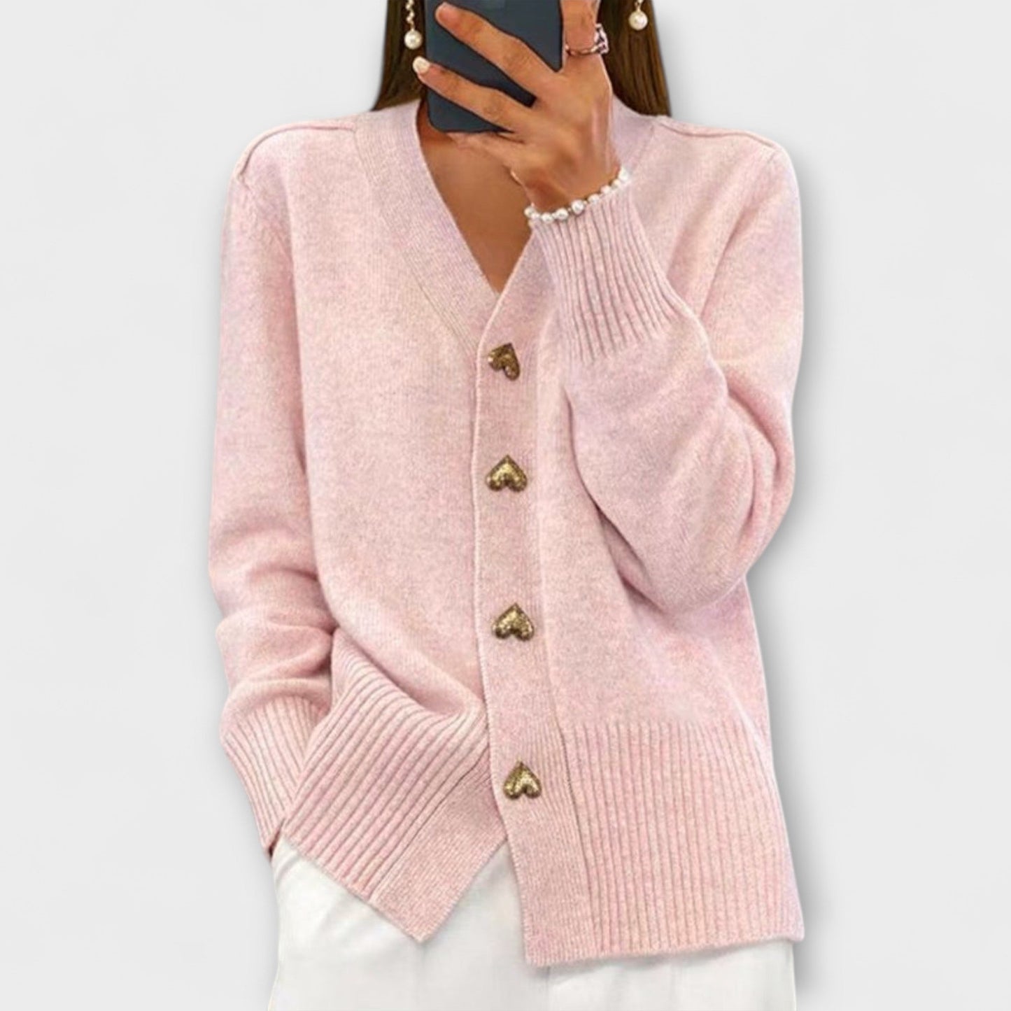 Marij – Women's V-Neck Sweater in Vintage Style