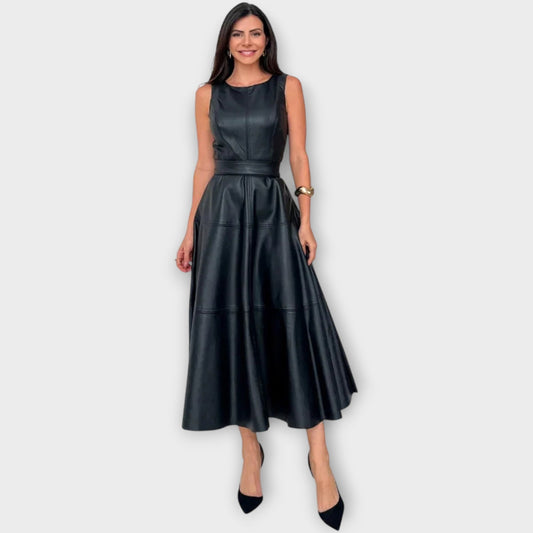 Midi Dress in Faux Leather