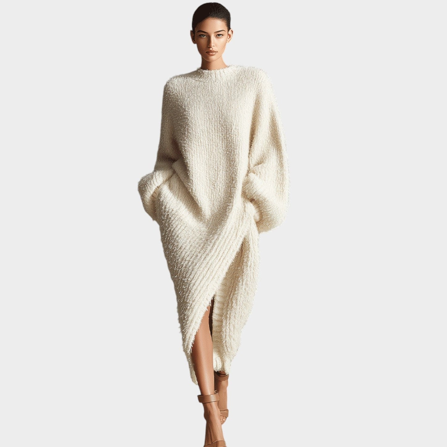 Textured Knit Midi Dress