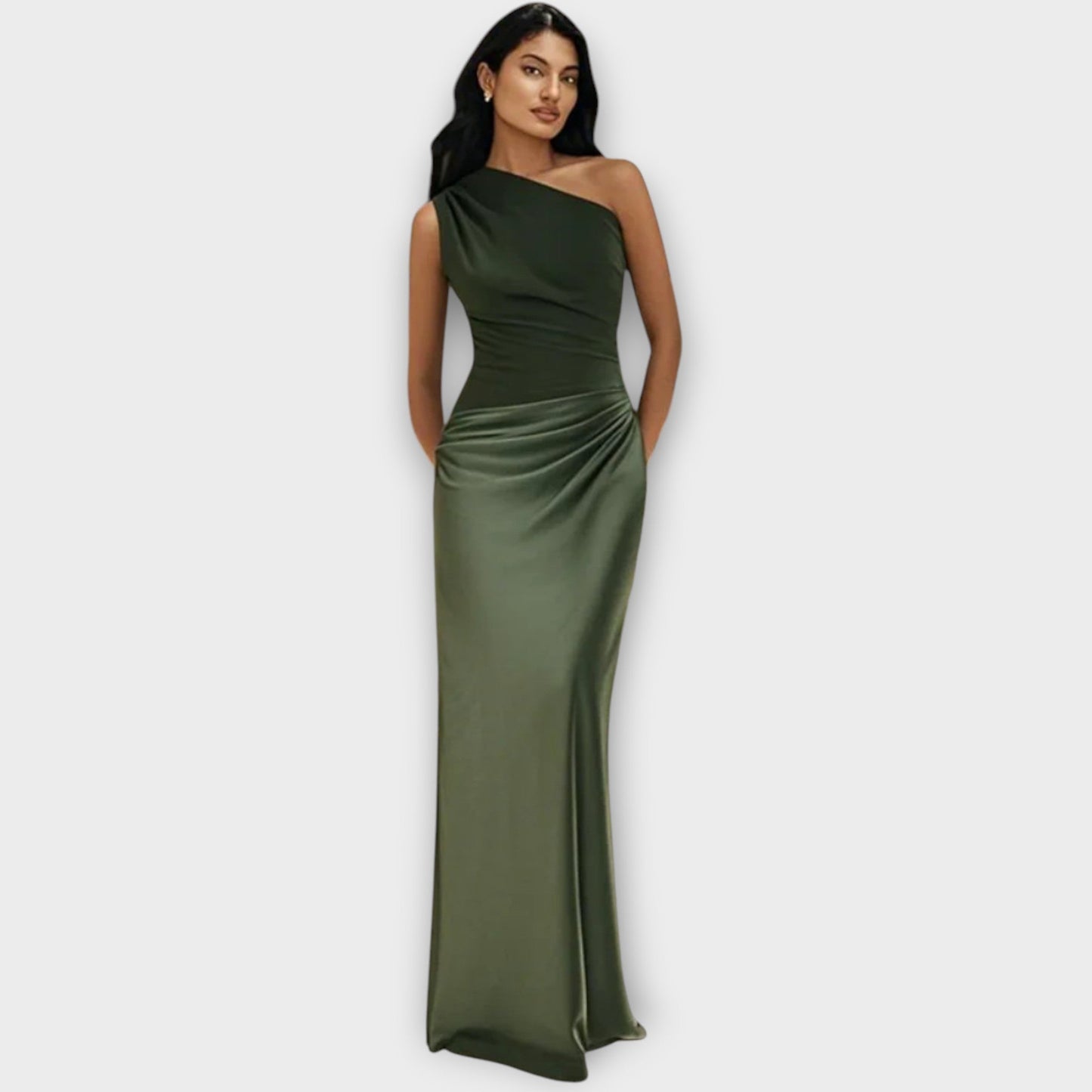 One-Shoulder Satin Evening Gown