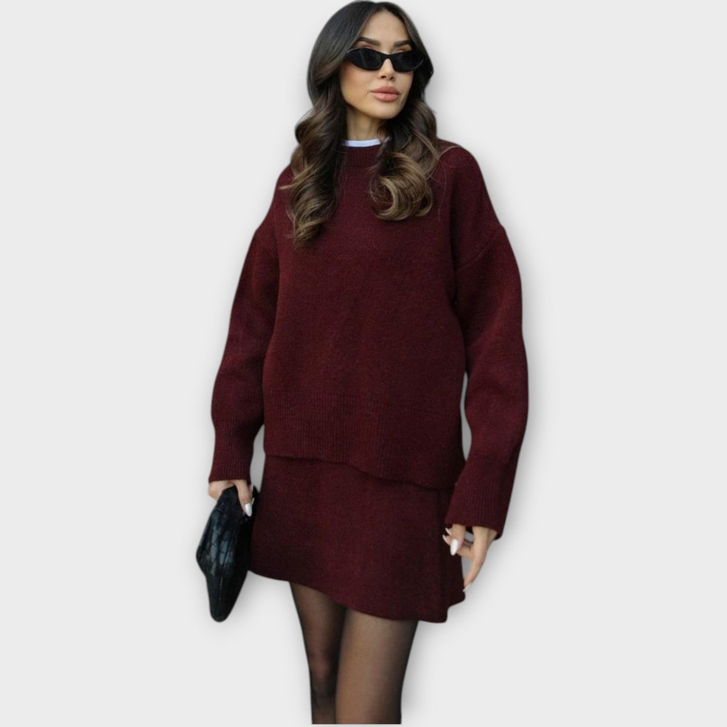 Knitted Skirt Two Piece Set