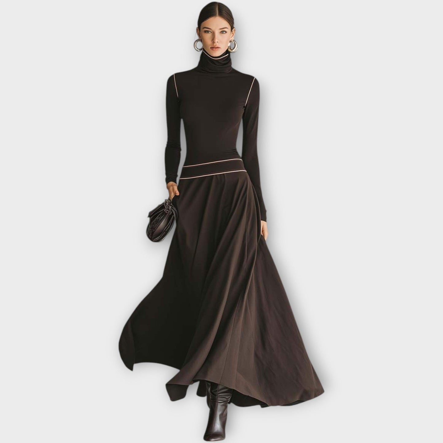 Elegant Turtleneck Maxi Dress