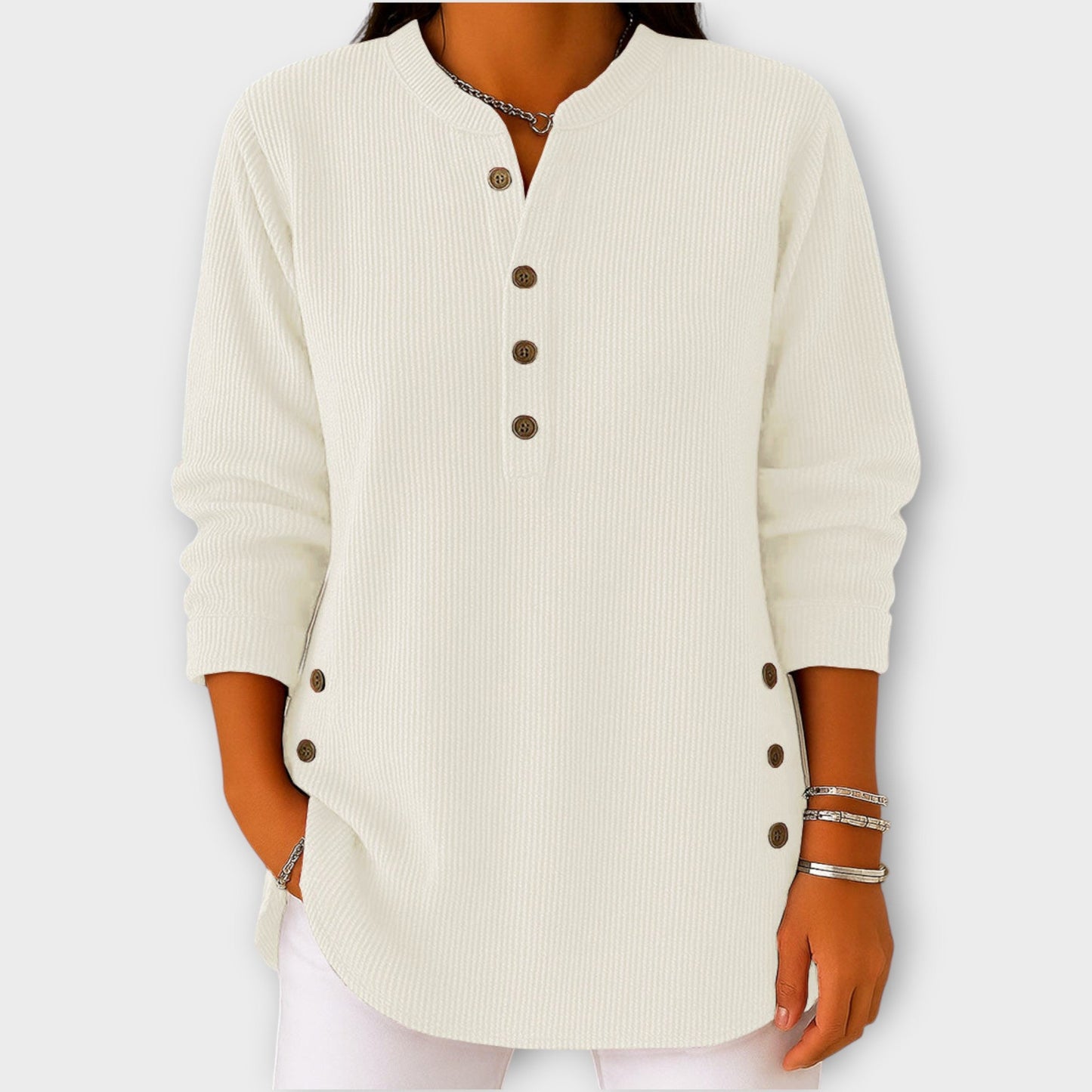 Classic Button-Detail Knit Top