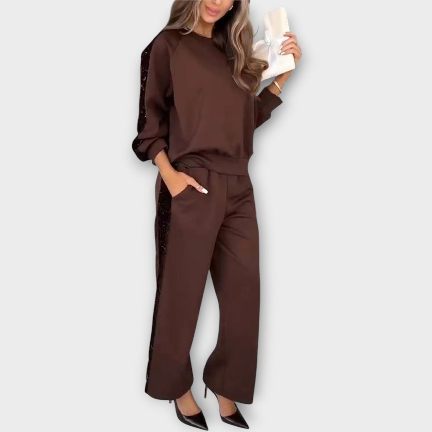 Luxe Sequin Trim Lounge Set