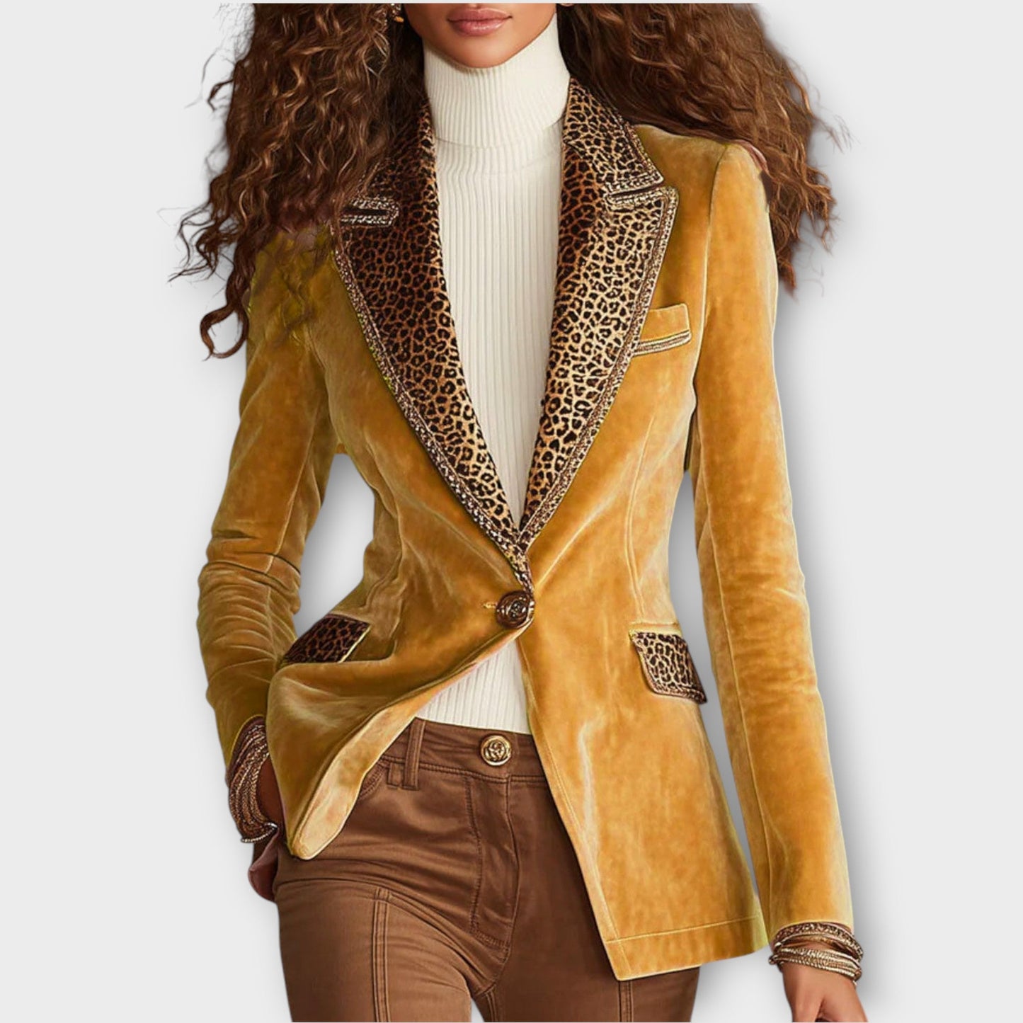 Velvet Tailored Blazer with Statement Trim
