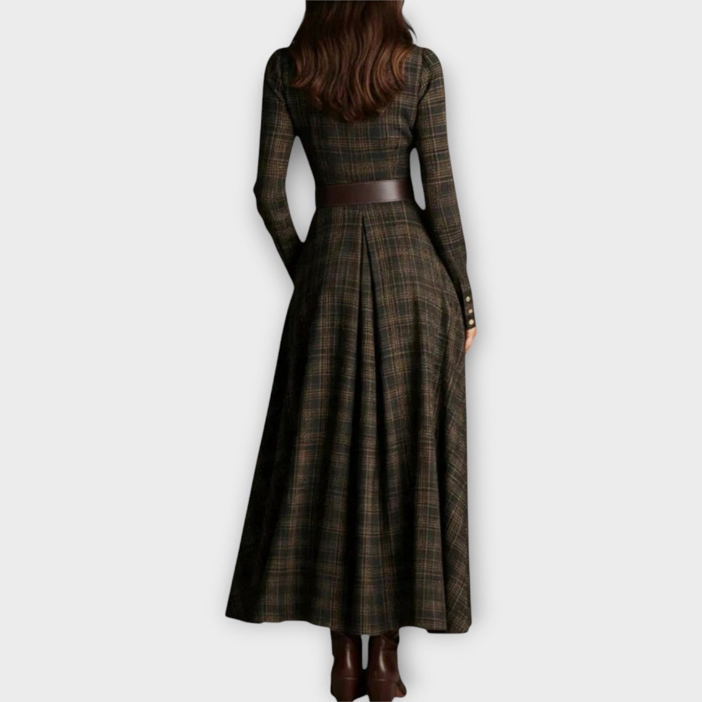 Classic Plaid Button-Front Maxi Dress