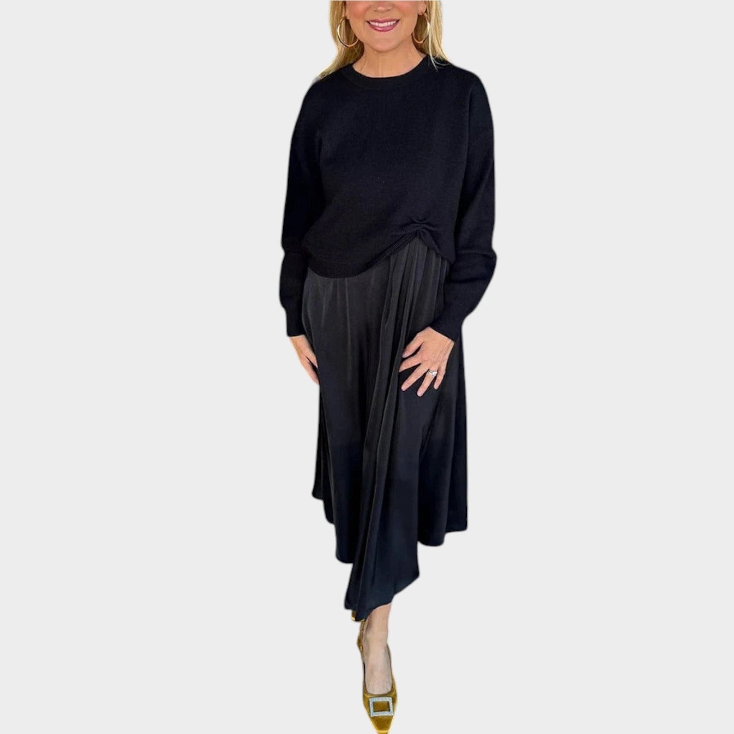 Soft Knit Twist Midi Dress