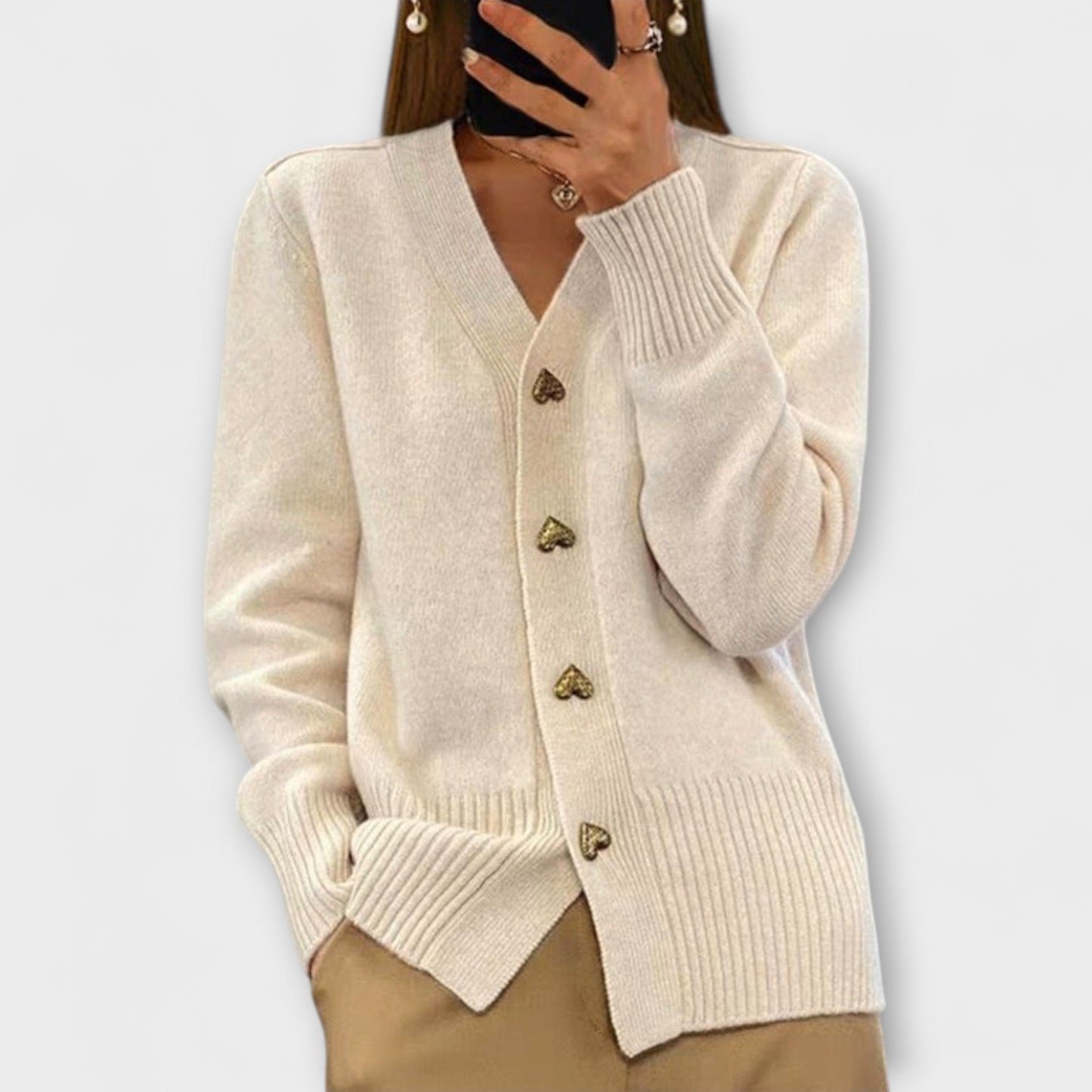 Marij – Women's V-Neck Sweater in Vintage Style