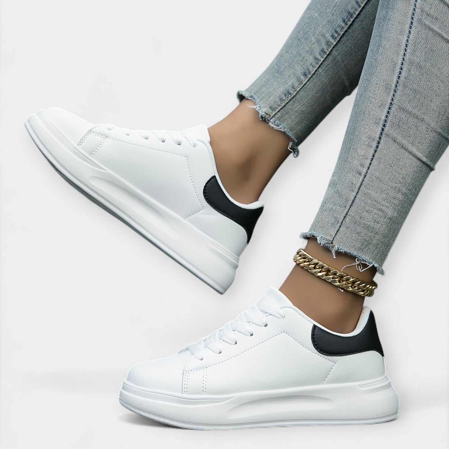 White Leather Sports Shoes