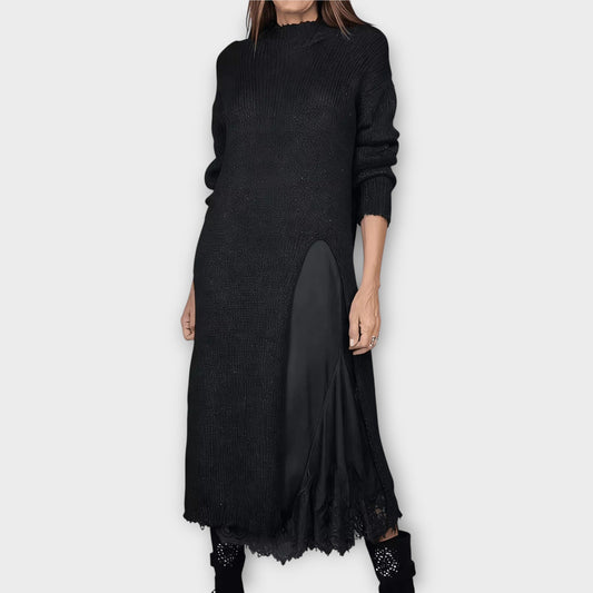 Elegant Knit Maxi Dress with Side Slit