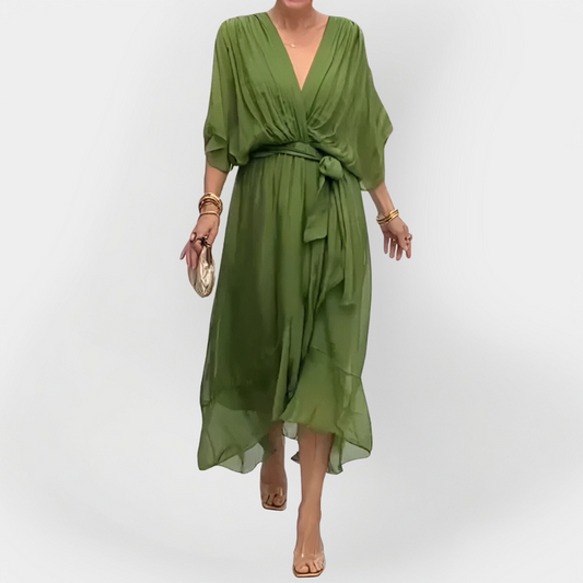 Chiffon Dress with V-Neck