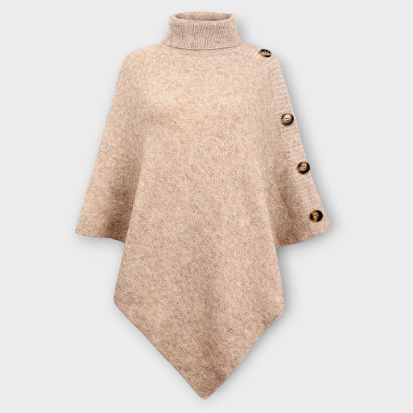 Soft Knit Button-Detail Poncho