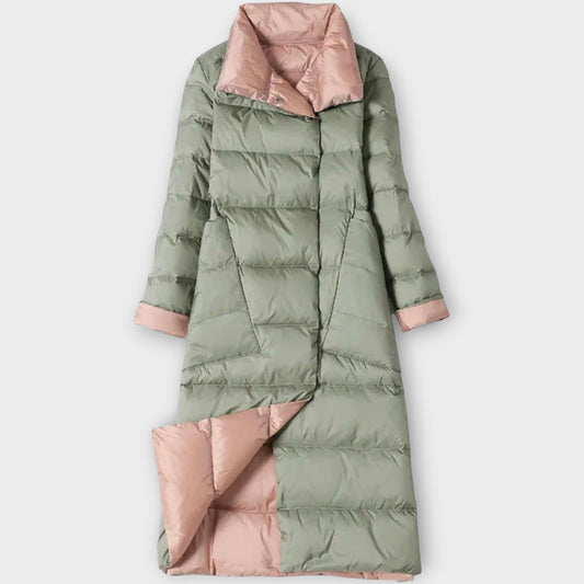 Two-Tone Long Puffer Coat