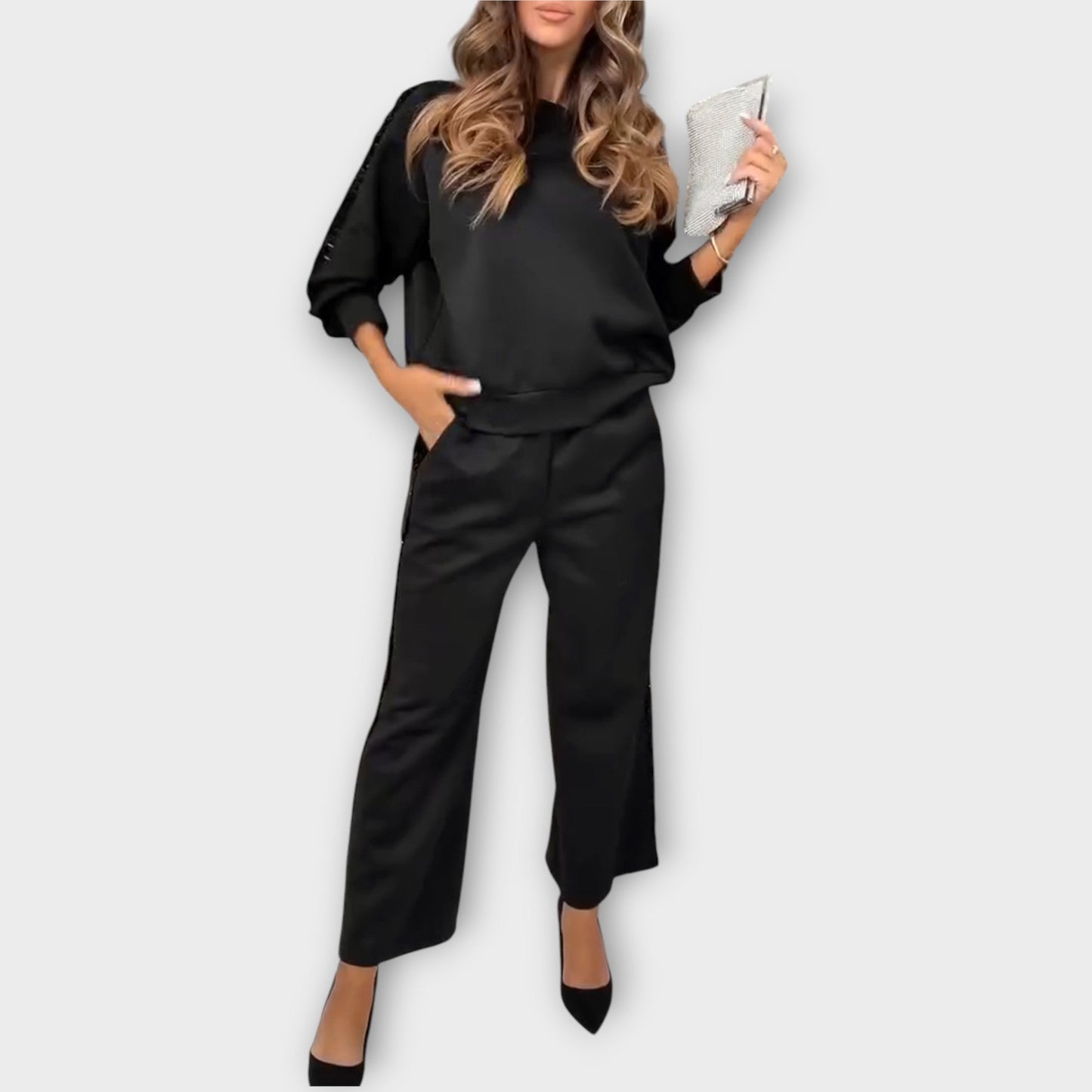 Luxe Sequin Trim Lounge Set