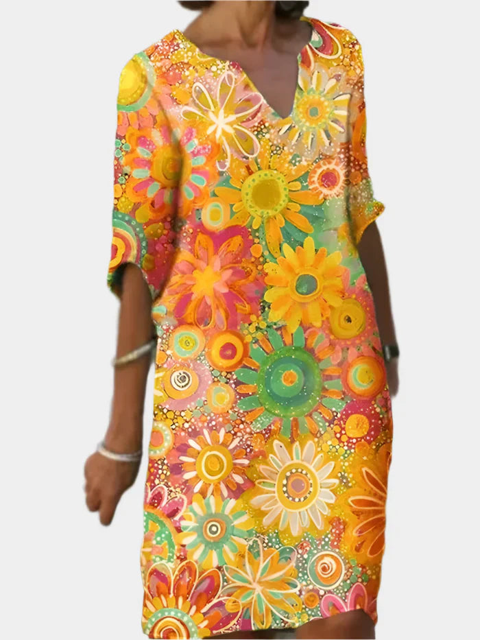 Colorful Dress with Floral Pattern