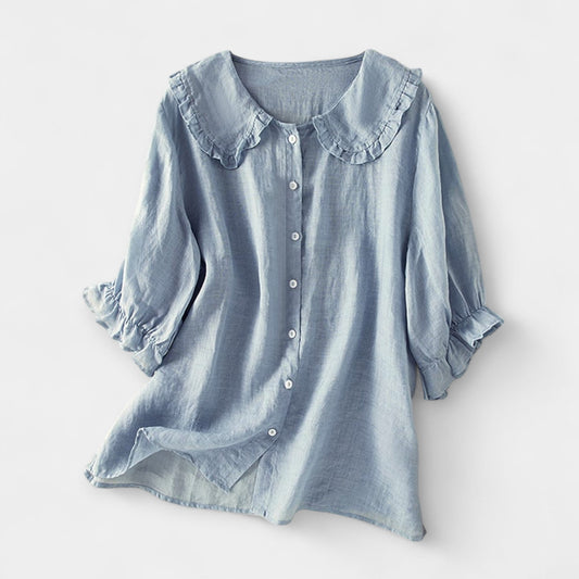 Striped Shirt with Decorative Collar