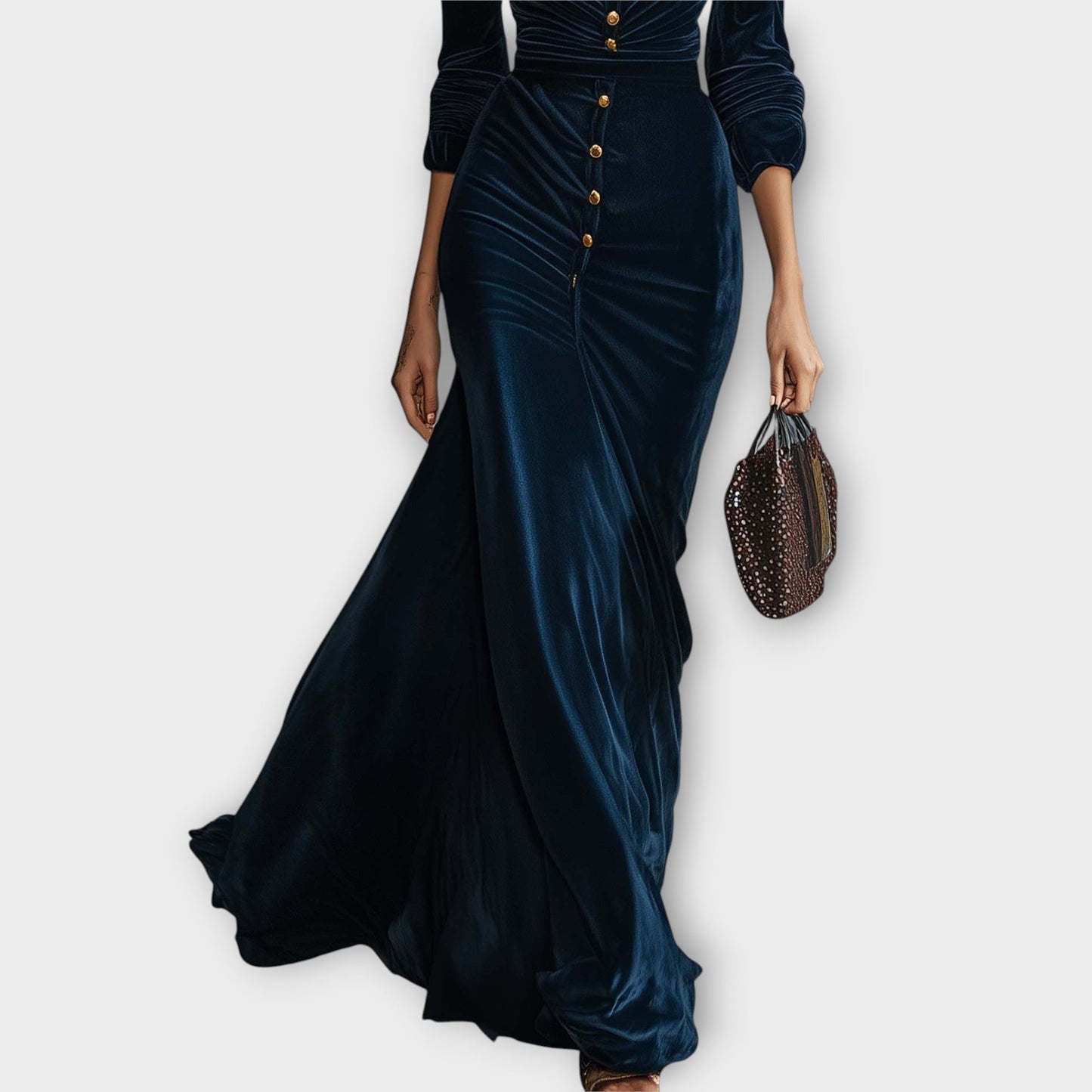 Midnight Velvet Button Maxi Dress