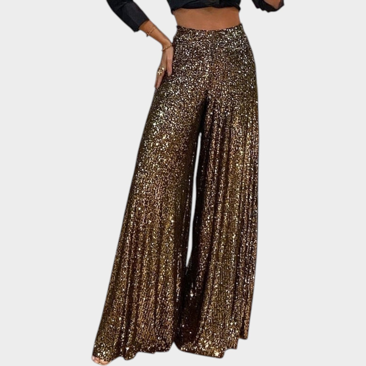 Elegant Sequin Wide-Leg Pants